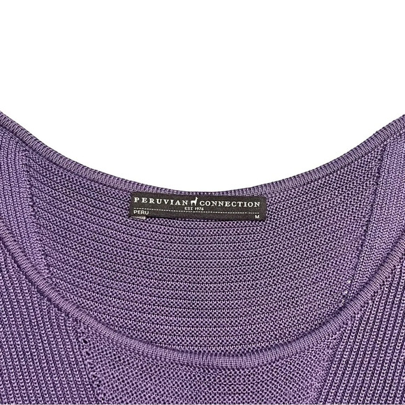 Peruvian Connection Purple Ribbed Knit Geometric Sleeveless Dress Size Medium - Picture 6 of 12